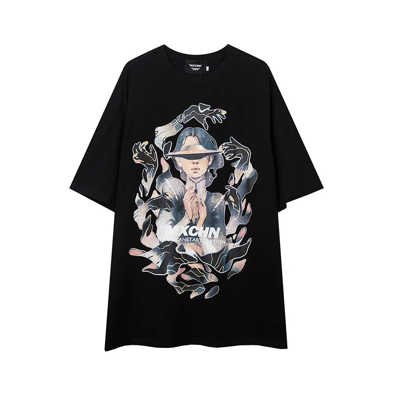 

2021 Summer Trend T Shirt Women Harajuku Thousand-handed Girl Print Streetwear O Neck Cotton Oversized Couple Tees Freeshipping