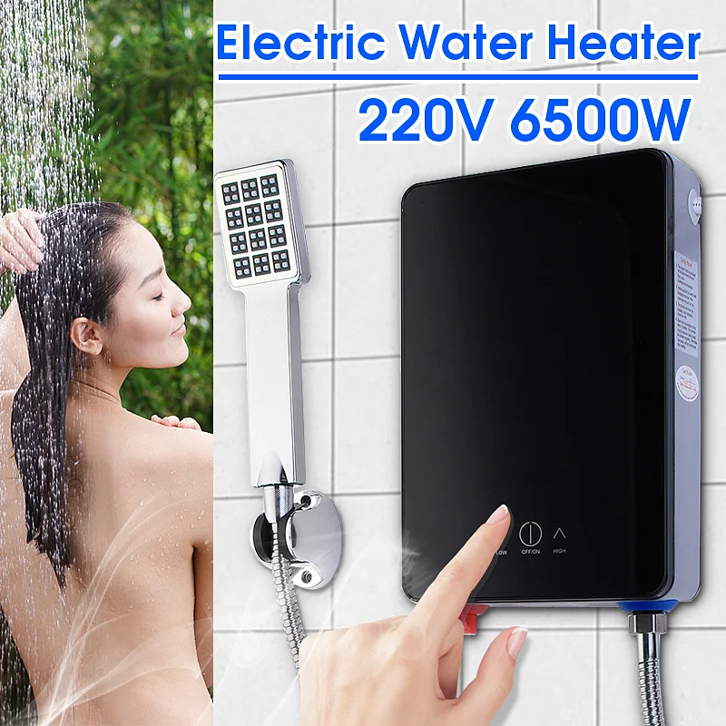 

6500W 220V Electric Hot Tankless Water Heater Bathroom Kitchen Instant Water Heater Temperature display Heating Shower Universal