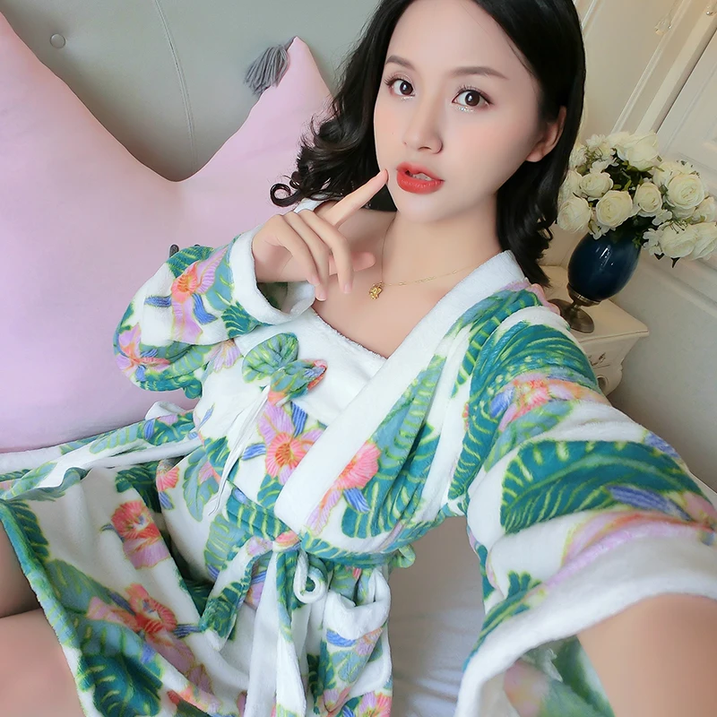 2 шт. теплый фланелевый Халат 2020 Зимний цветочный халат утепленные ночные рубашки