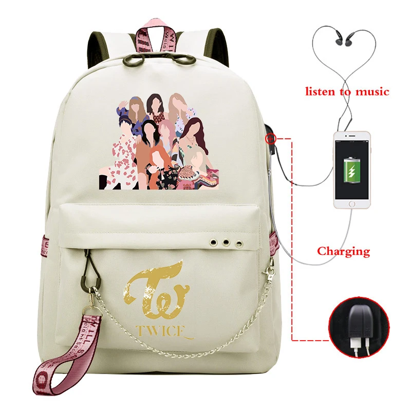 Kpop Twice MOMO School Bag Abstract Painting Bags For Girls Plecak 2020 MORE &amp New Album USB | Багаж и сумки