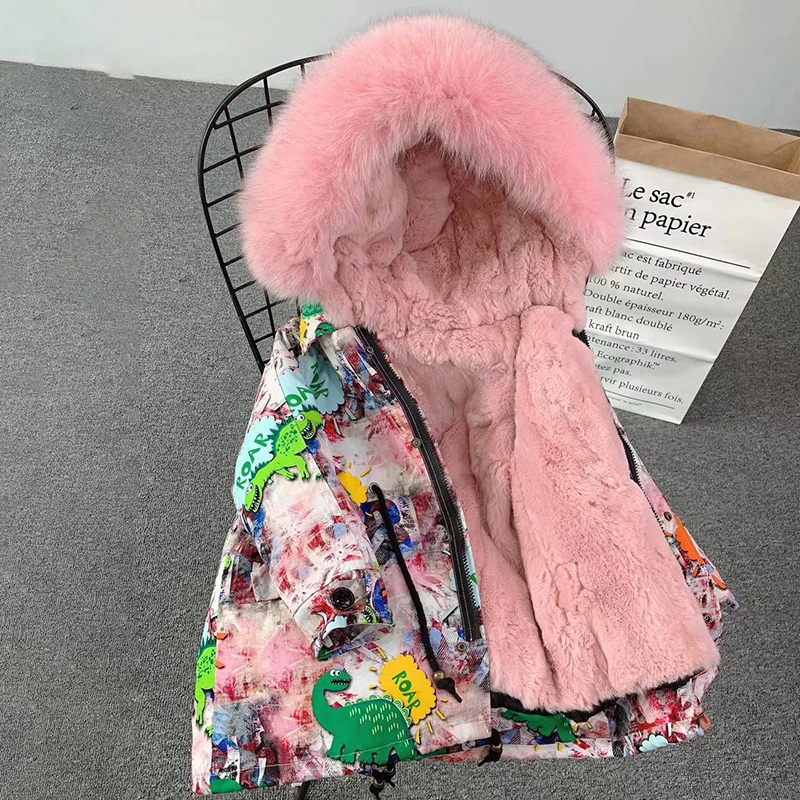 Pink Pink Fur От 4 до 12 лет шуба натуральный мех для девочек детские меховые куртки теплые парки с капюшоном для маленьких девочек зимнее пальто для мальчиков и девочек утепленные детские зимние костюмы - Цвет: Pink Pink Fur