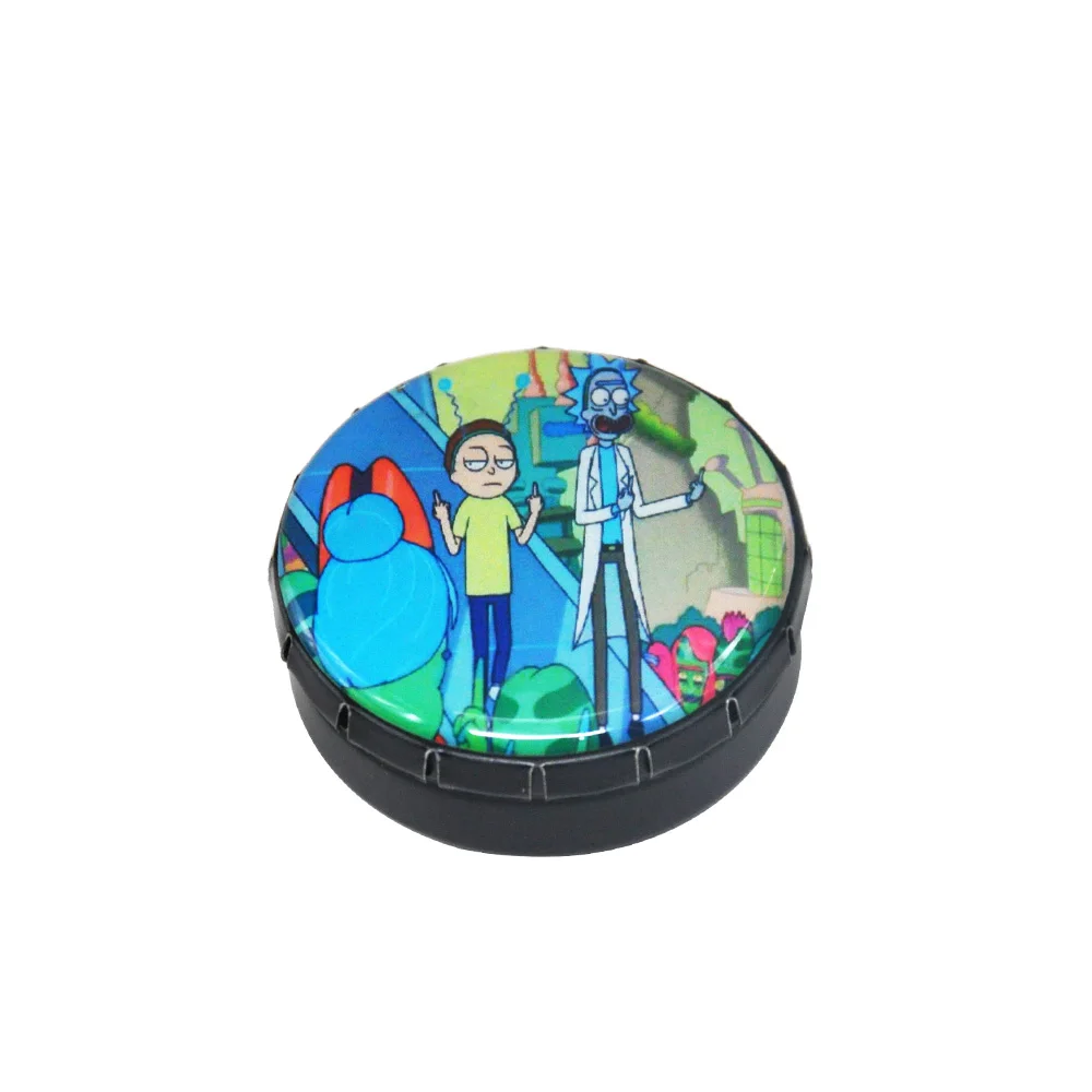 Rick And Morty контейнер для хранения трав/табака хранение банка 25 мл кисет чехол для сигарет чай Металл "нажмите, чтобы открыть" - Цвет: black-Type2