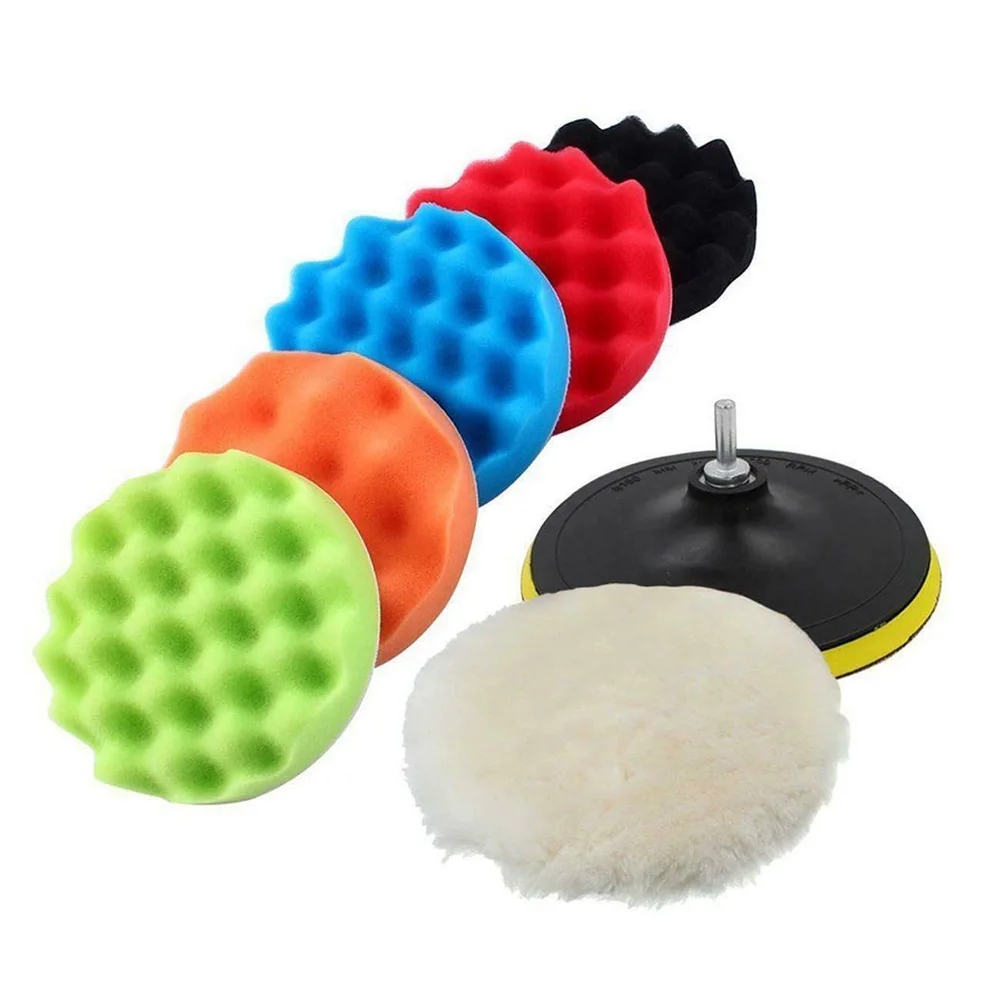 12Pcs 7 Inch Buffer Waxing Polishing Wheel Tool Sponge Pad Drill Adapter Kit Cleaning Tools Premium Medium Foam Light Cut | Автомобили и