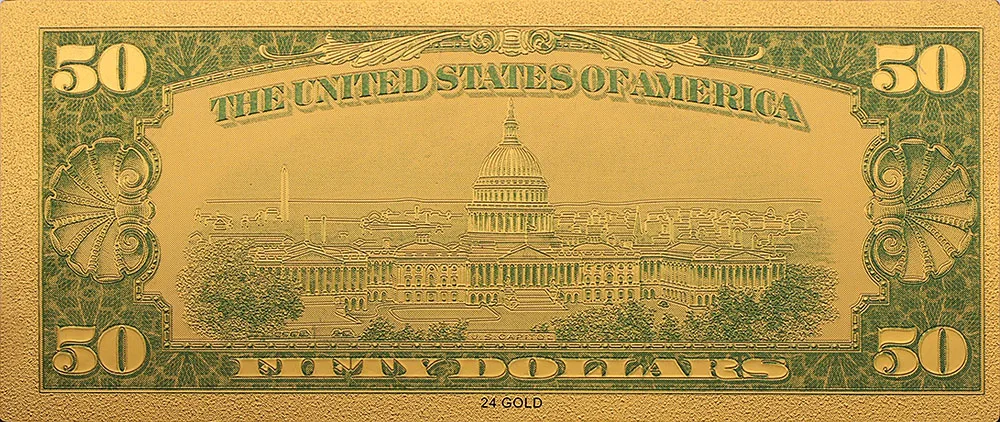 Памятная Коллекционная банкнота 1928 US 50 доллар США 24k позолоченный Рождественский