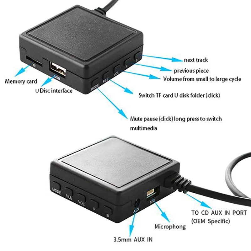 Автомобильный модуль Bluetooth 6-контактный AUX TF USB-адаптер беспроводной радиоплеер