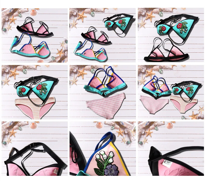 

2021 new DAFIFY three-layer fitted neoprene embroidered bikini swimwear wholesale