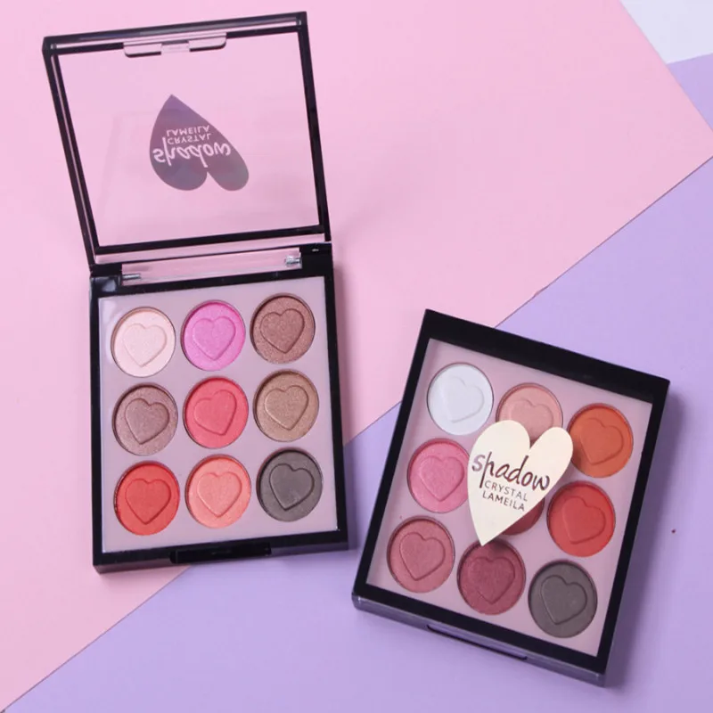 Палитра теней для век 9 цветов глазурованные водостойкие кисти макияжа матовые