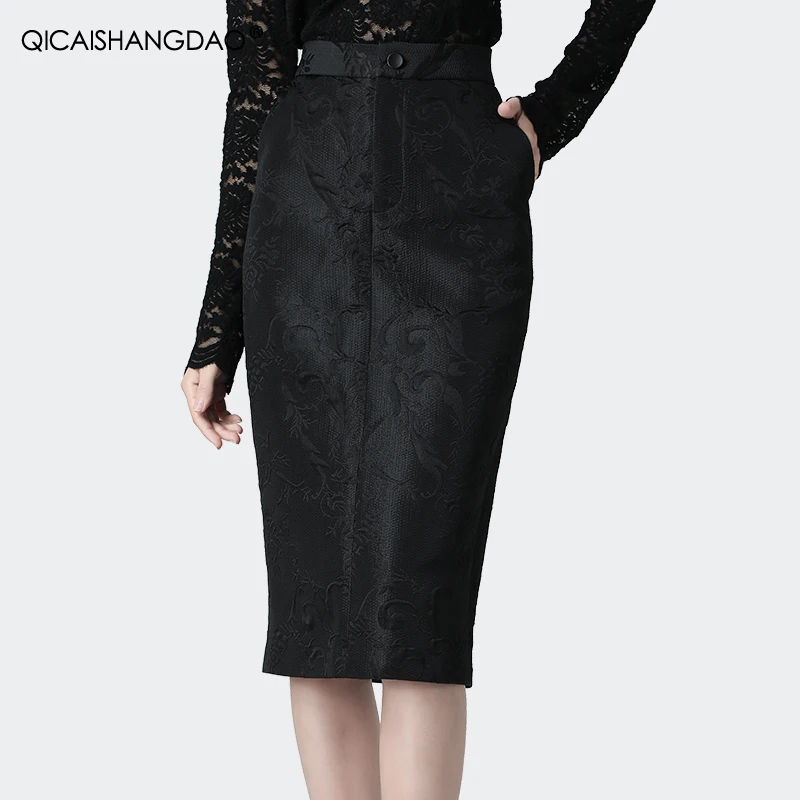 Skirt High Waist Long Female Autumn Skirt Plus Size Ladies Office Outwear Skirts