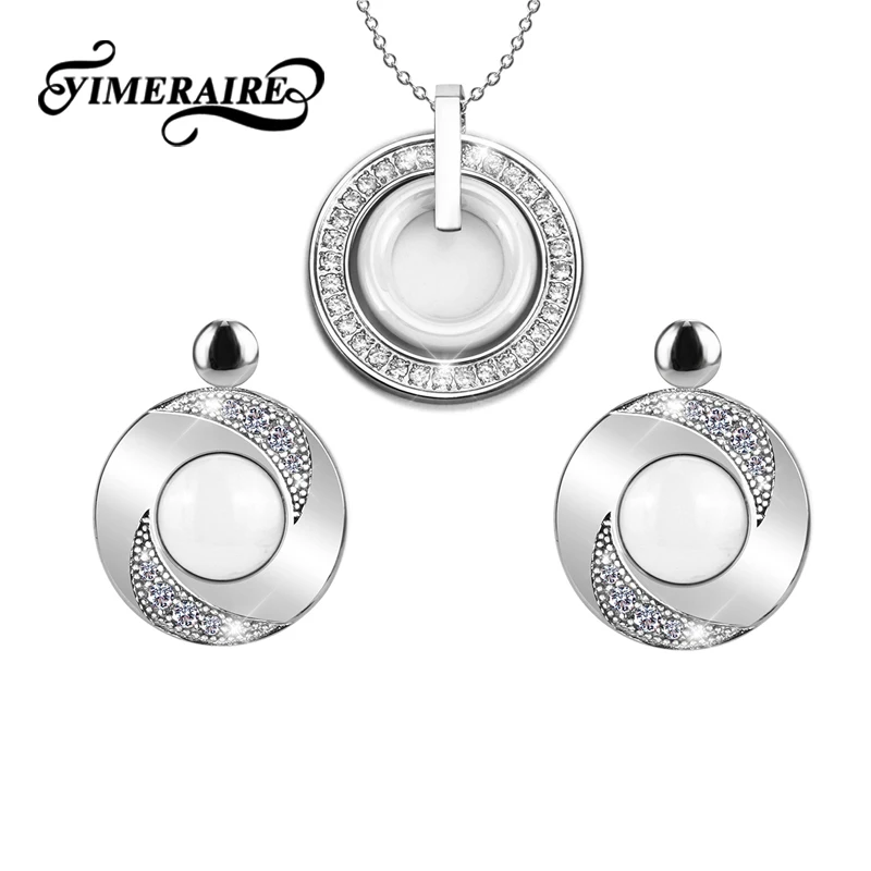 TUHE женский ювелирный набор Классический круглый черный белый цвет кристалл