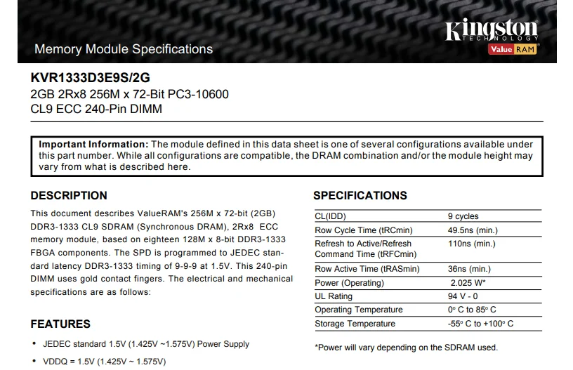 Оперативная память kingston ECC DDR3 2G 4G 8G1333MHZ 2GB 4GB 8GB CL9 240pin 1,5 V PC3-10600U, работающая на рабочей станции и серверах