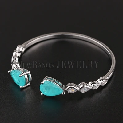 blue bracelet Newranos синий Pedra Fusion камень ювелирный набор Шарм браслет и квадратный Стад Комплект сережек для женщин модные ювелирные изделия SFX0012604 - Окраска металла: blue bracelet