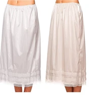 womens cotton solid lace trim maxi half slip underskirt slip under skirts
