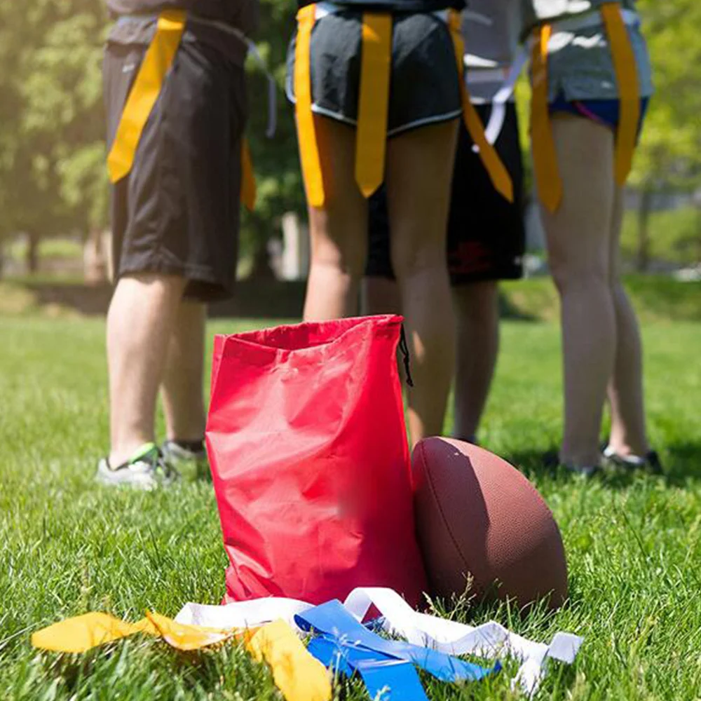 

8 Pcs American Football Waist Belt Type Flag Rugby Training Ribbon Game Streamer Label Webbing Sign with 4 Dish Plate Cone Obsta