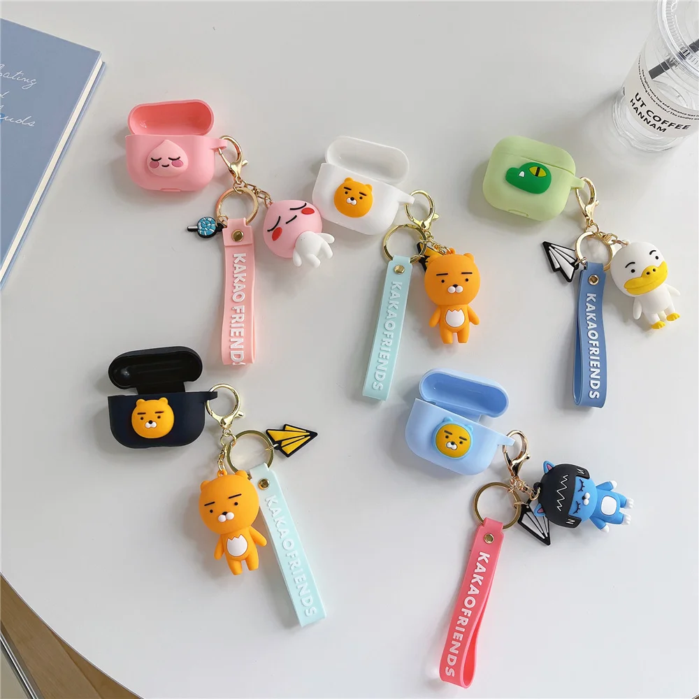 

Милые Мультяшные 3D Фигурки игрушек Чехол для гарнитуры для Apple Airpods 3 2 1 Pro Чехол 3D Мягкий силиконовый чехол для беспроводных Bluetooth наушников ч...