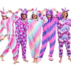 Женские пижамные комплекты с единорогом, фланелевые пижамы для взрослых с милыми мультяшными животными, пижамы унисекс для детей, зимние пижамы с пандой, одежда для сна, домашняя одежда