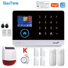 GauTone Smart Home WiFi GSM Alarm System for Home with Motion Sensor Wireless Siren Night Vision IP Camera Tuya Support Alexa
