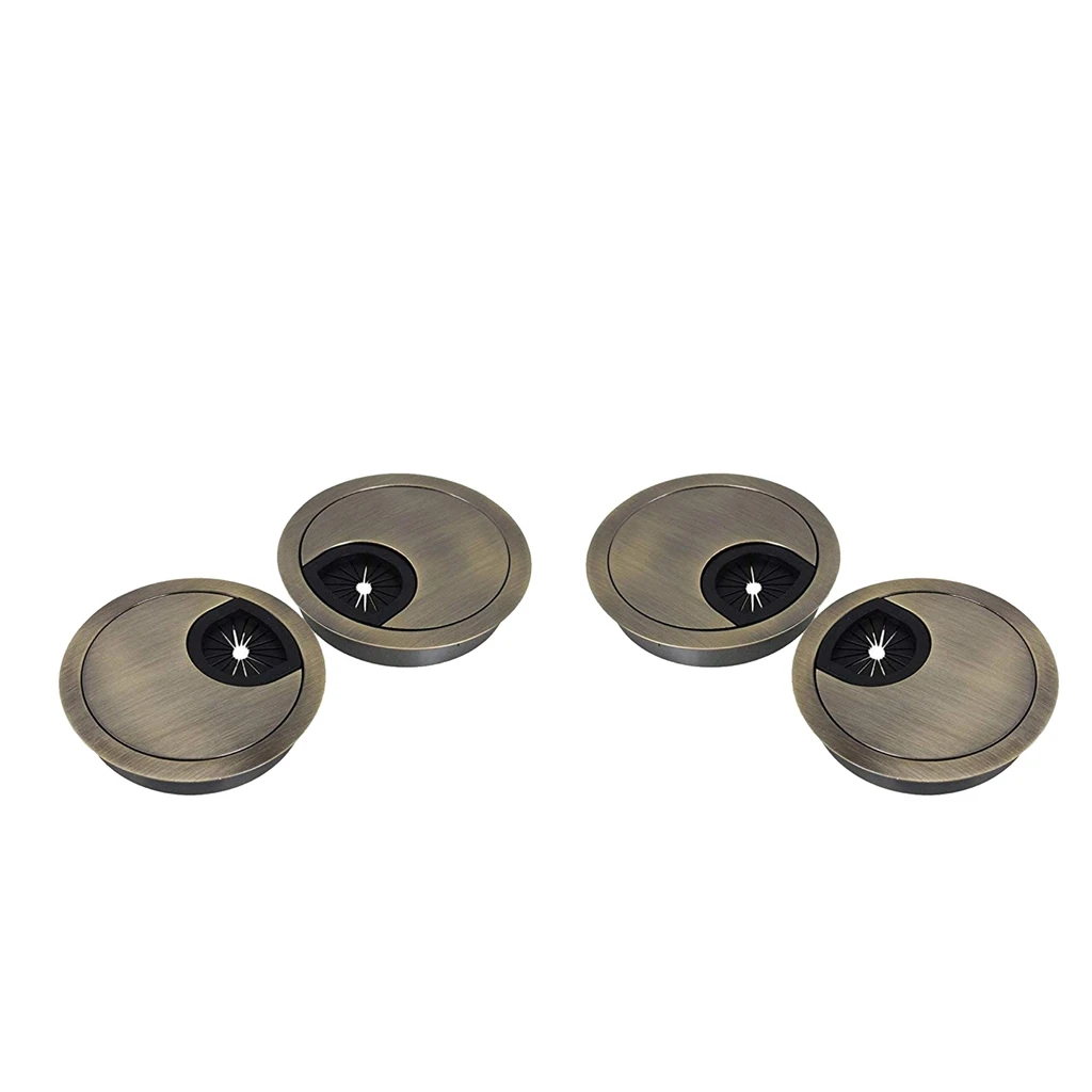 Защитная заглушка для отверстия проводов на столе из цинкового сплава 4 шт. для управления проводами компьютера в офисе или дома 50 мм (бронза).