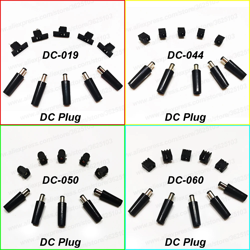 

5Pairs DC jack Connector Female+Male 5.5 x 2.1mm DC Power Socket/ DC Connector Panel Mounting DC-019/044/050/060