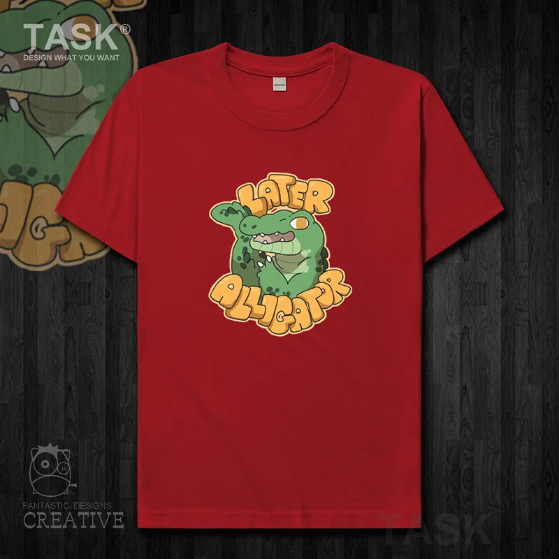 

Animal illustration Cartoon crocodile funny print Men t-shirt short sleeve clothes trend fashion Streetwear cotton tees 03 0003