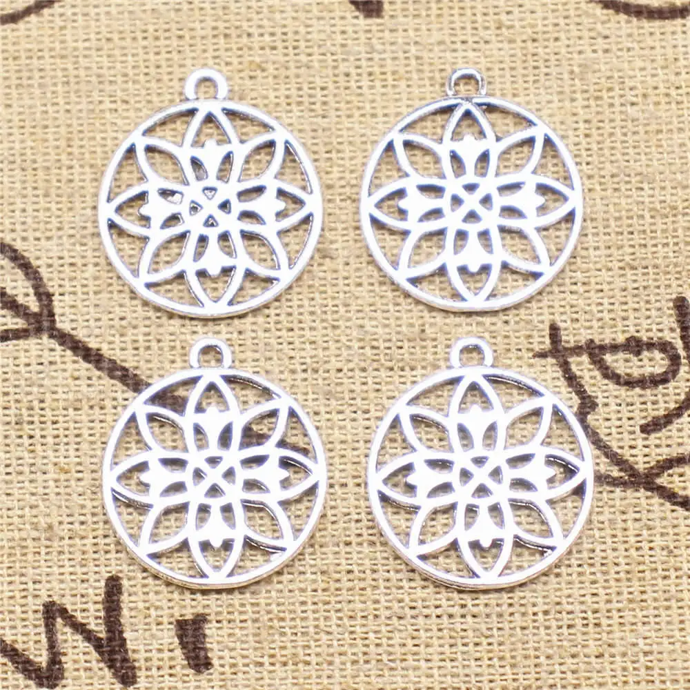 

Подвески в виде цветка, предметы для фотографий, античный серебряный цвет, 20 шт., 22x20 мм