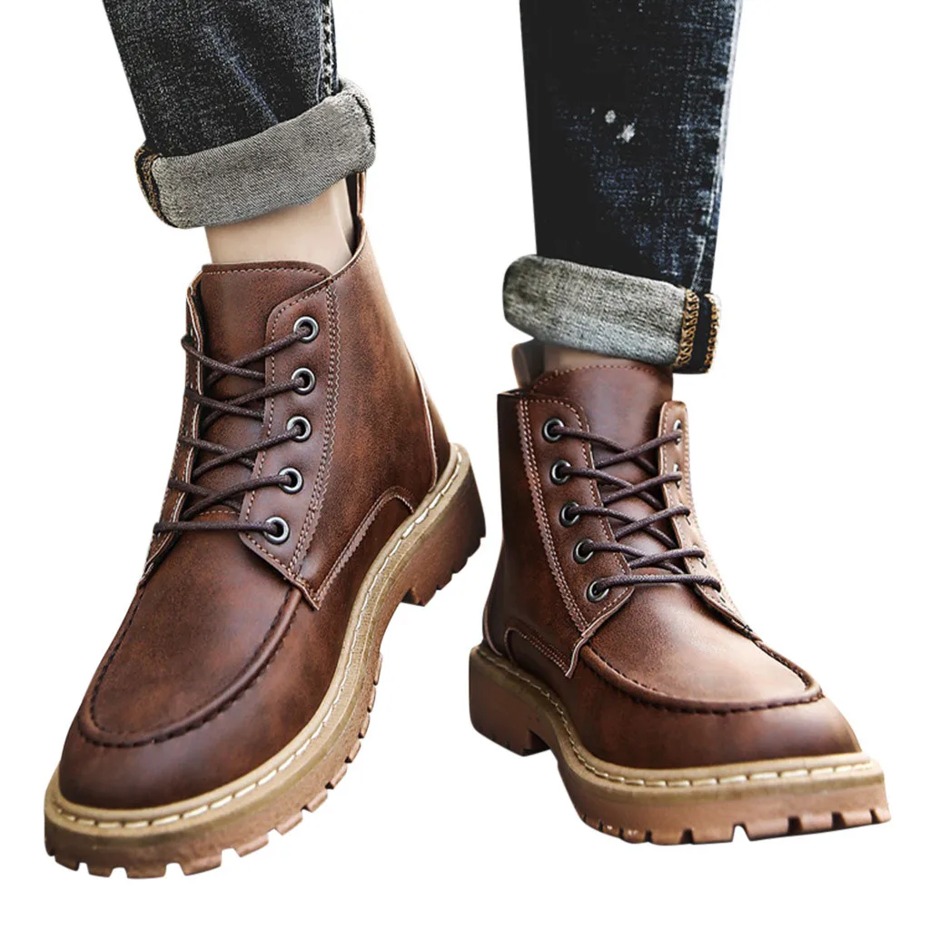 Мужские осенне зимние ботинки мужские теплые кожаные Мужская водонепроницаемая
