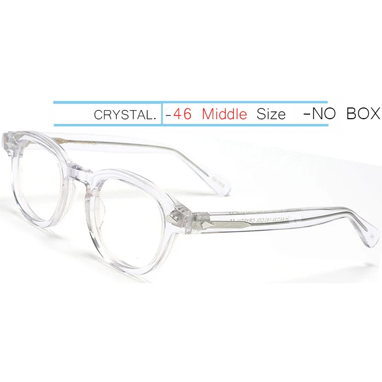 46-Crystal IVSTA Jonny Depp, мужские очки, ручная работа, ацетат, оправа, поляризационные солнцезащитные очки, круглые, люксовый бренд, оптические, близорукость, рецепт, логотип - Цвет оправы: 46-Crystal