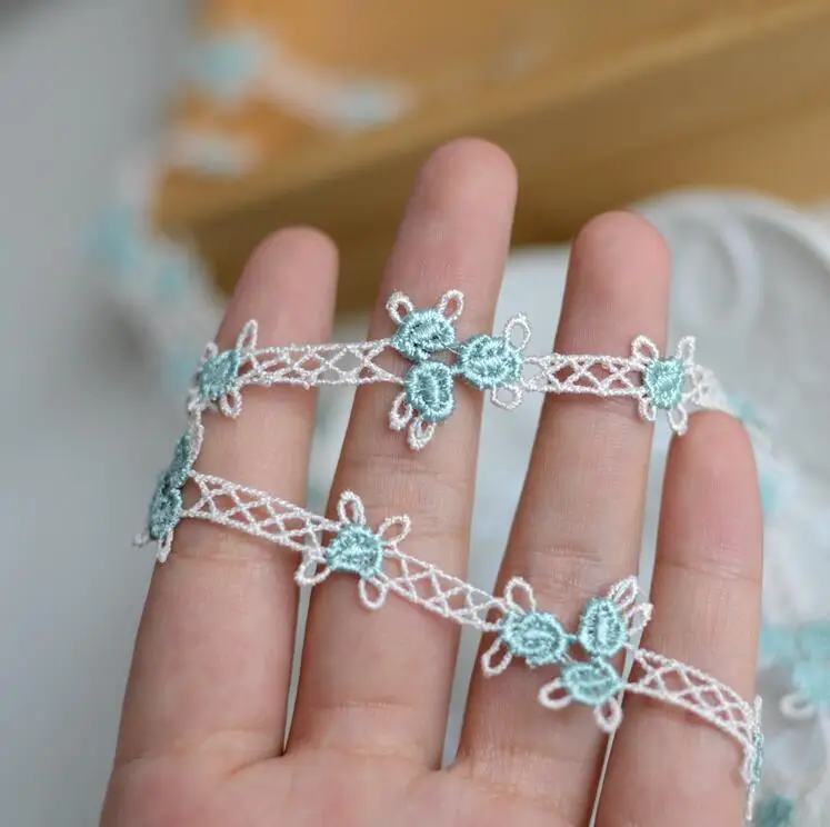 2 метра бежевая с розовой и синей Европейской вышивкой свадебная кружевная