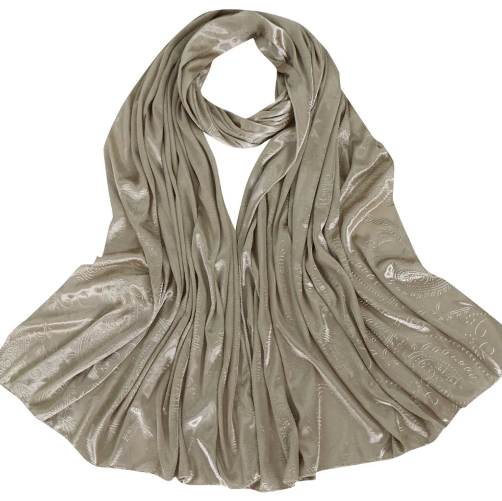 Мусульманский платок сплошной цвет Мерсеризованный хлопковый шарф шаль Женский