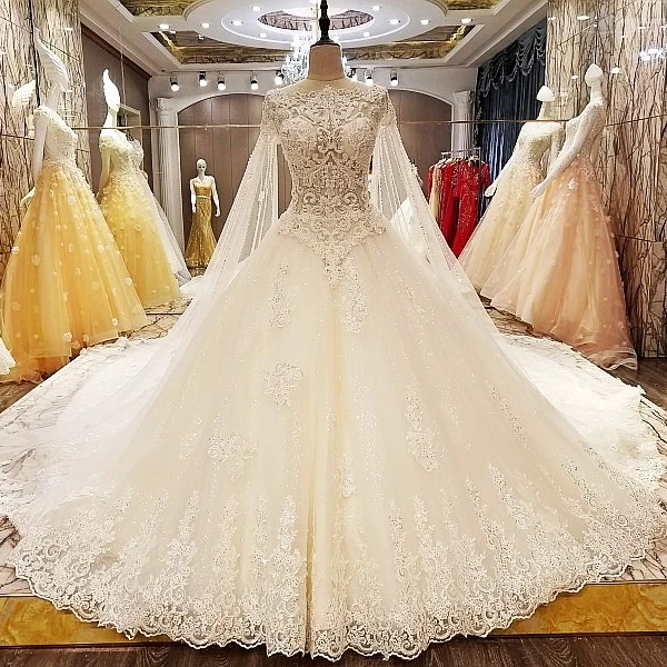 LSX63889 trajes de novias nuevos бальное платье прозрачный, с застежкой на молнии сзади кепки рукава новейшие Свадебные платья Реальные фотографии