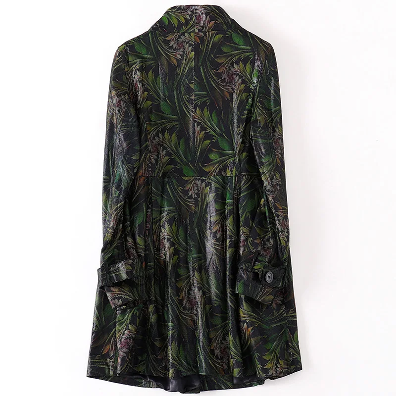 Женское пальто из натуральной овечьей шкуры теплое 100% кожи с цветочным рисунком