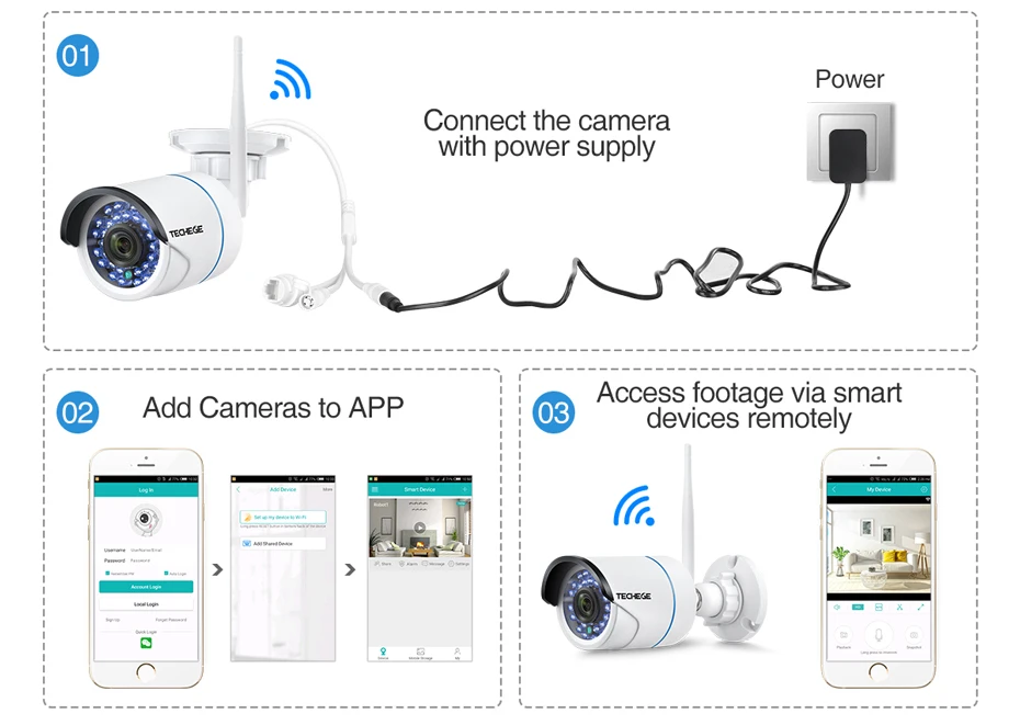 Techege, HD 1080 P, аудио, беспроводная, проводная, ночное видение, уличная, Wifi, IP камера, 2MP, CCTV камера, слот для sd-карты, Макс. 64G w, бесплатный адаптер