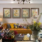 Триптих Американский винтажный Акварель Птицы на дереве Картина на холсте Художественная печать плакат изображение животного на стене домашний декор для комнат