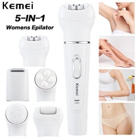 kemei women epilator hair trimmer wool device electric shaver razor shaving callus remover facial cleansing brush massager 5