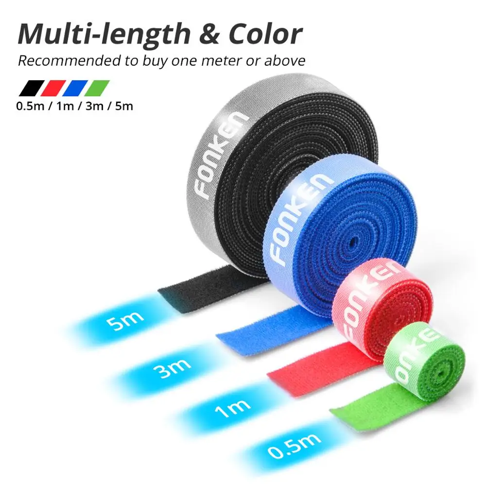 FONKEN USB Cable Organizer 5m 1m Management Cable Protector Ties Holder for iPhone Xiaomi Earphone Mouse Clip Tape Wire Winder