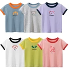 2021, детские футболки из бутика, однотонные хлопковые топы с коротким рукавом для девочек и мальчиков, летняя детская одежда, футболка для маленьких девочек с героями мультфильмов