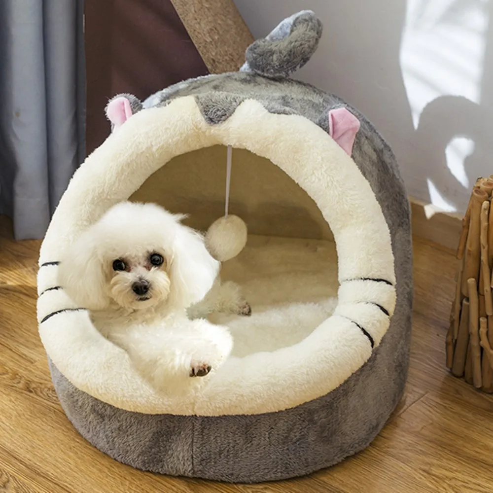 Pet Dog Cat Bed House with Ball Winter Warm All Season General Enclosed Removable Washable Kennel Supplies | Дом и сад