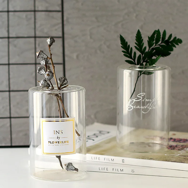 Европейские прозрачные стеклянные вазы прозрачная настольная стеклянная ваза