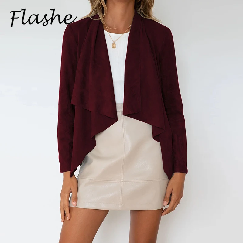 Женская Асимметричная куртка из искусственной замши однотонная короткая с