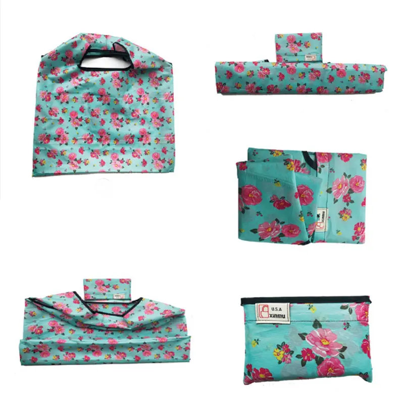 

Eco Environmental Shopping Travel Bag 2019 New Reusable Tote Pouch Recycle Storage Handbags Women Striped Floral Grocery Bag