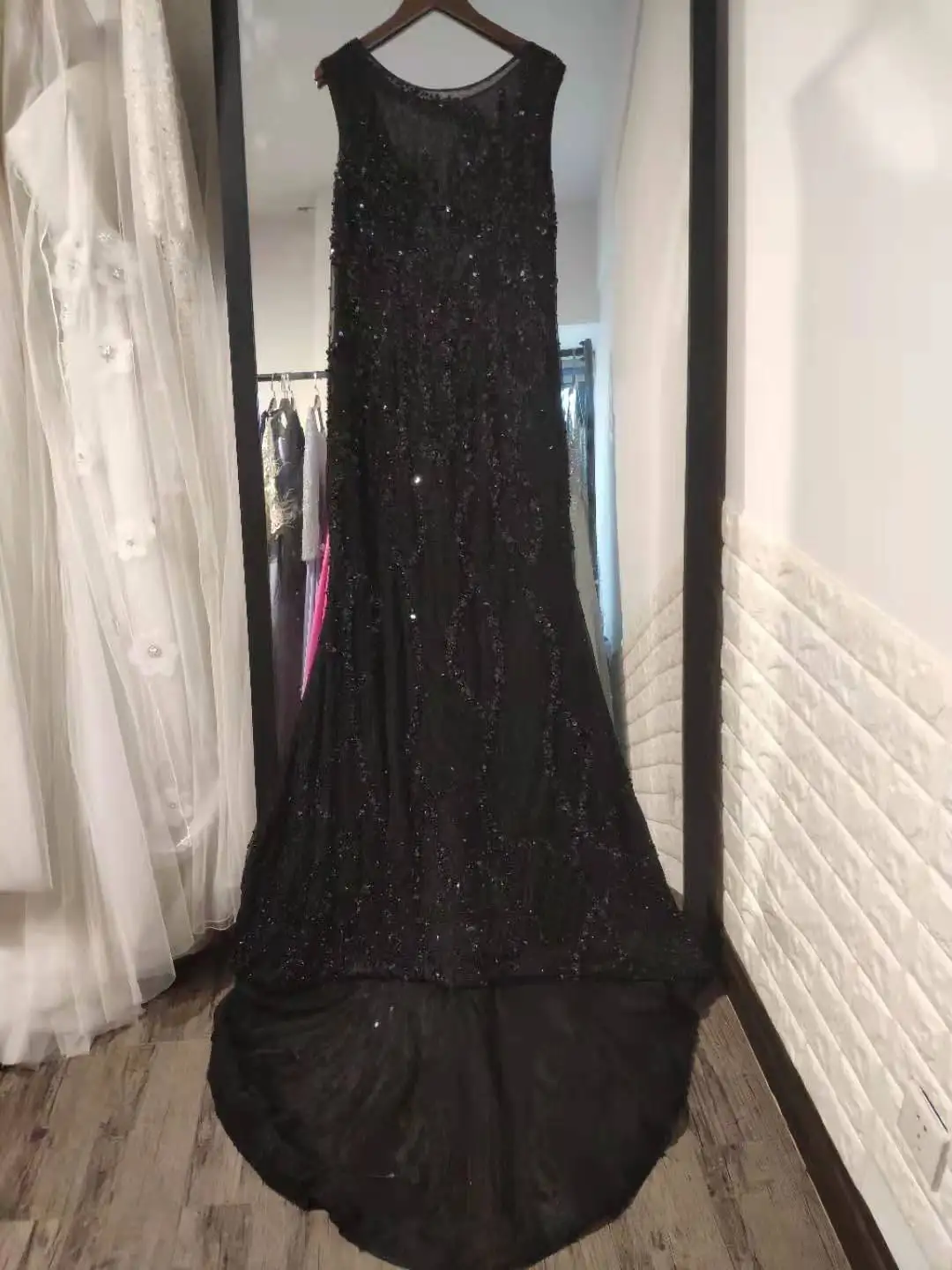 Женское вечернее платье с прозрачными бусинами Длинное Пышное Платье открытой