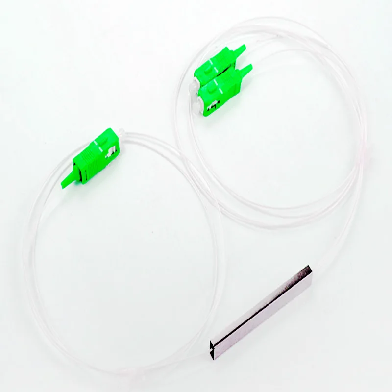 1x2 1Meter 1pcs SC/APC Connector SM Single Mode 0.9mm Steel Tube FTTH Fiber Optic PLC Splitter
