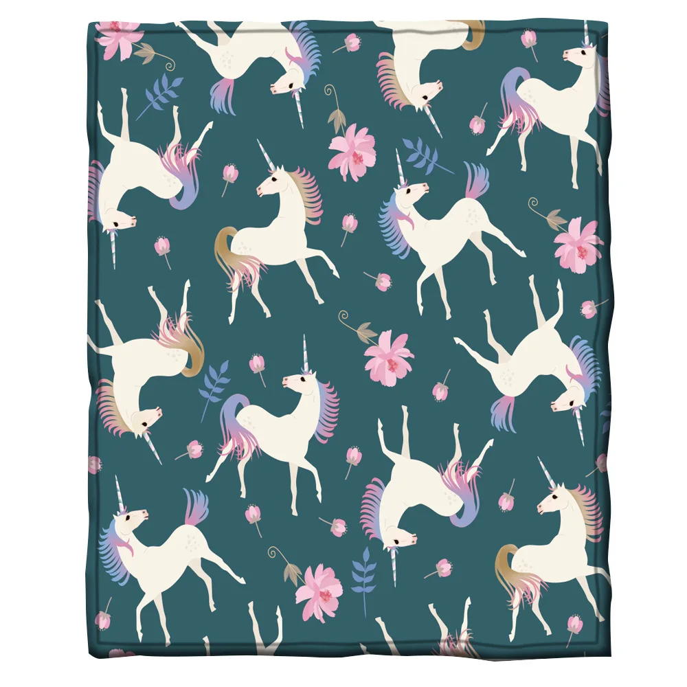 Одеяло из мягкого плюша с милым карикатурным единорогом ONGLYP для декора спальни, расстилки на кровать, диван, телевизор, для детей.
