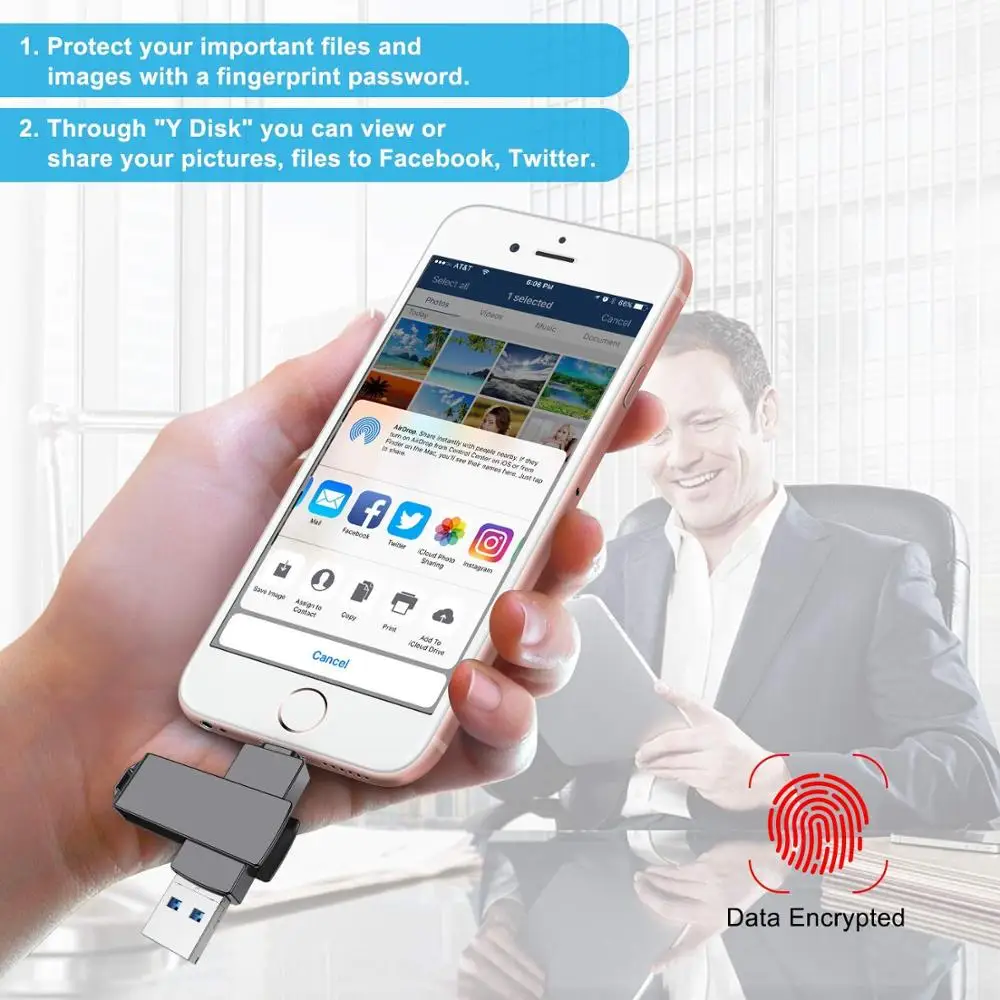 Usb флеш накопитель USB 3 0 в 1 64 ГБ металл разъем Lightning 0|USB флэш-накопители| |