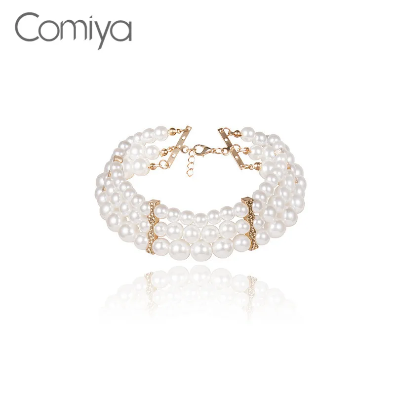 Comiya ожерелье для женщин золотого цвета Colar Gotic модные Многослойные Акриловые жемчужины Collare Feminino Подвески ожерелье s Bijuteria