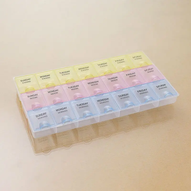 

2pcs21GridClaer Plastic Pill Box 7Days Weekly Tablet Plastic Pill Box Holder Medicine Storage Organizer Case Container Splitter