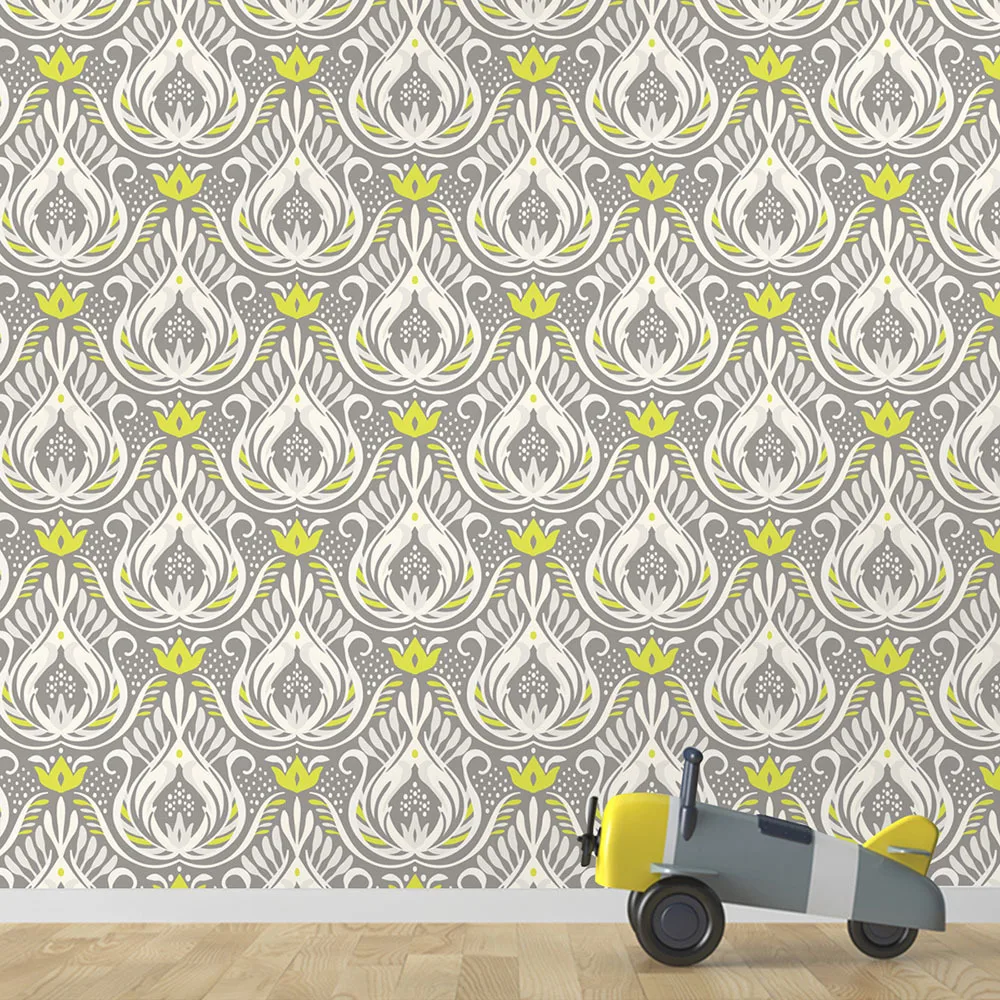 1 шт. поделки ПВХ стикер на стену обои самоклеющиеся дамасский зеленый