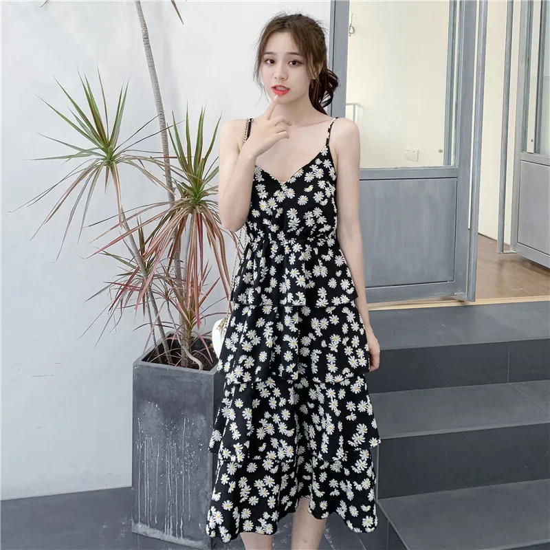 Женские свободные платья без рукавов 2020 шифоновое платье с цветочным рисунком