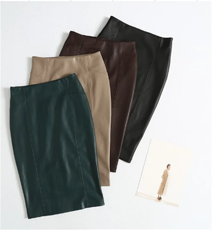 

Mandylandy Women's Sexy High Waist Pencil Skirt Spring and Autumn Fashion Solid Color Slim Skirt