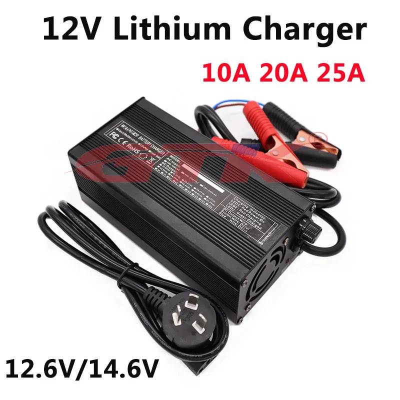 

Smar charger 14.6V 12.6V 10A 20A 25A lithium charger for 4S 3S 12v lifepo4 li ion battery output scooter ebike motorcycle