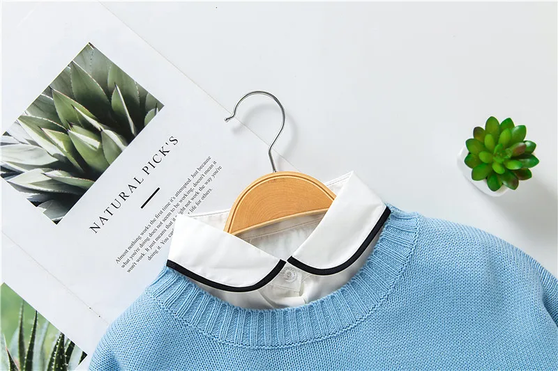 Linbaiway женские хлопковые Блузки рубашка с ложным воротником винтажный съемный